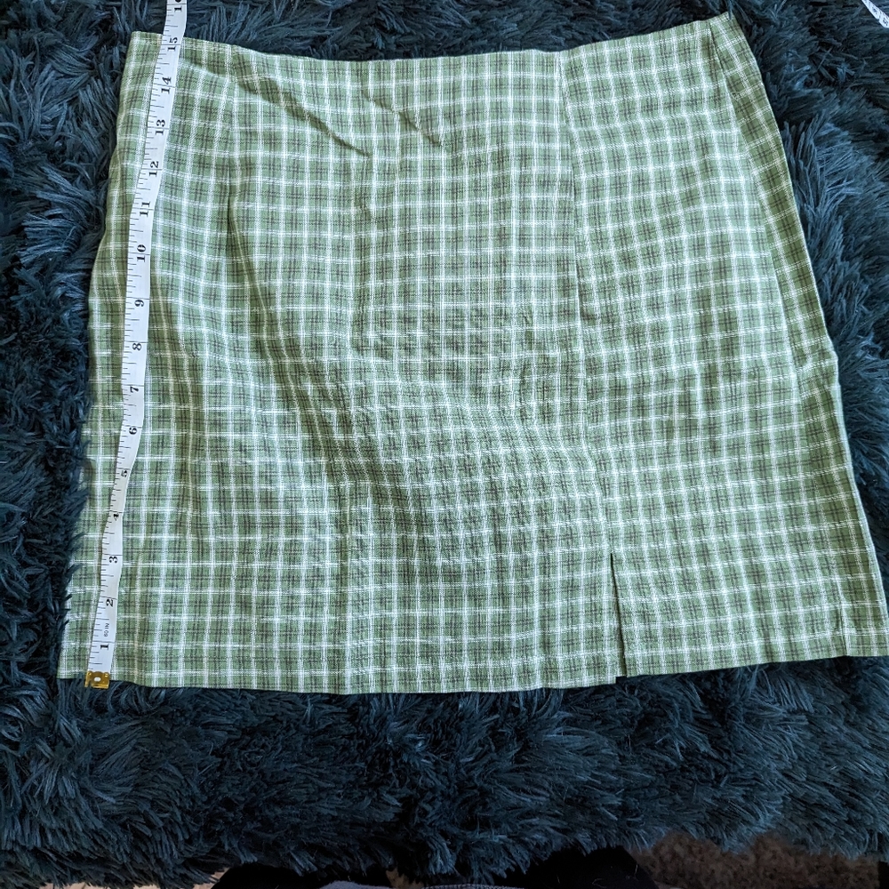 Green Plaid Mini Skirt